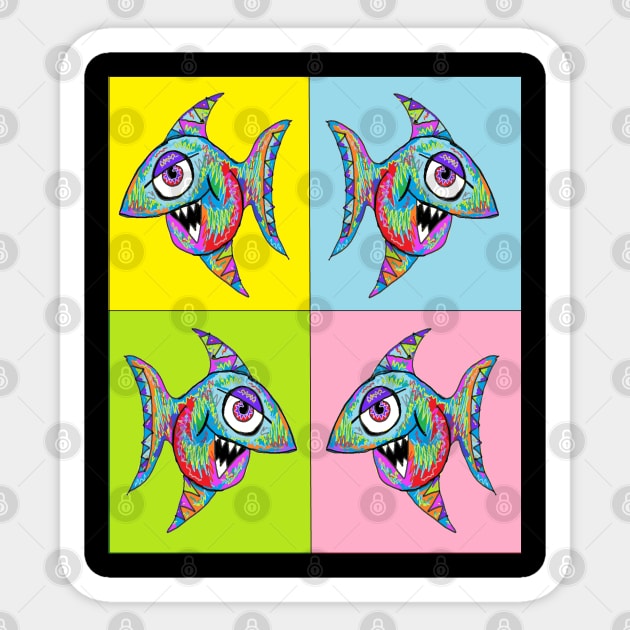 pop art colorful fish cool 2 Sticker by LowEndGraphics